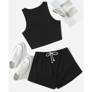 SHEIN Crop Tank Top & Knot Front Shorts SZ 6